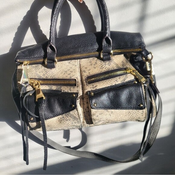 AIMEE KESTENBERG Python Snakeskin Prints Foldover Dual Pockets Shoulder Bag 12x9 - Picture 2 of 15